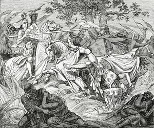 La mort de Manfred à la bataille de Bénévent, 26 février 1266, 1882
