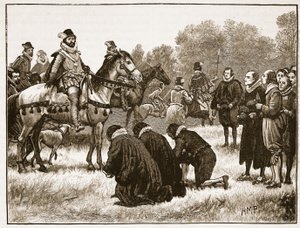Les divins dissidents présentant leur pétition à Jacques, illustration de Cassells Illustrated History of England