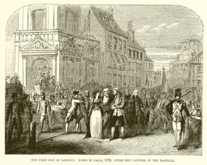 Le premier jour de la liberté. Scène à Paris, 1789, après la prise de la Bastille - English School