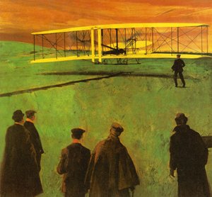 Le premier vol par les frères Wright à Kitty Hawk
