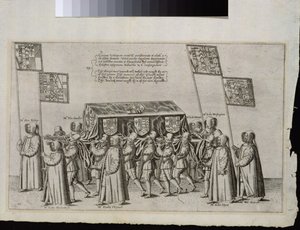 Le cortège funèbre de Sir Philip Sidney (1554-1586) en route vers la cathédrale Saint-Paul, 1587, gravé par Theodor de Bry (1528-1598) - English School