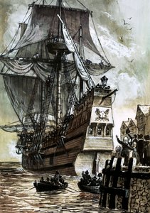 La dernière vue des Pères Pèlerins était le quai de Southampton