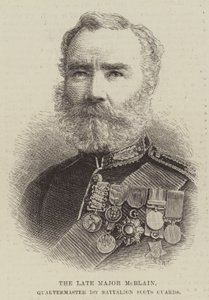 Feu le major McBlain, quartier-maître du 1er bataillon des Scots Guards (gravure)