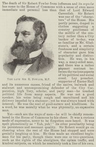 Feu Sir R Fowler, MP (gravure) - English School