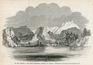 Le nouveau tableau aux Surrey Zoological Gardens, par Danson, représentant Napoléon traversant les Alpes - English School