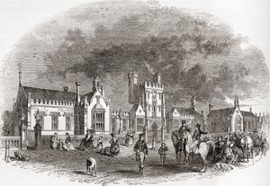 La vieille école de Bedford, reconstruite à la fin du XIXe siècle, tirée de Old England: A Pictorial Museum, pub. 1847 - English School