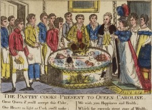Les pâtissiers présentent à la reine Caroline