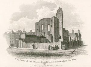 Les ruines du Royal Theatre, Drury Lane, depuis Bridges Street