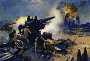 Les obus des canons sur la rive près de Shepperton ont éclaté en plein visage de la chose - English School