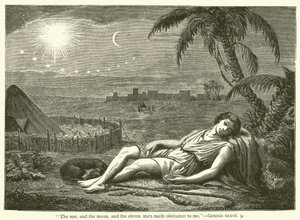 "Le soleil, la lune et les onze étoiles se prosternèrent devant moi", Genèse, xxxvii, 9 (gravure)