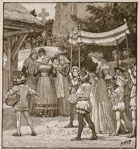Le mariage de Jack de Newbury : la procession de la mariée, illustration de Cassells Illustrated History of England - English School