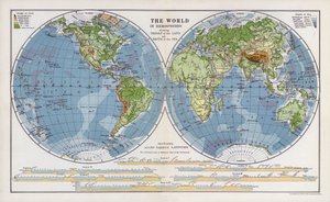 Le monde en hémisphères montrant la hauteur des terres et la profondeur des mers