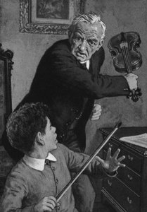Le jeune Sir John Barbirolli, sur le point de se faire casser un violon sur la tête par son grand-père - English School