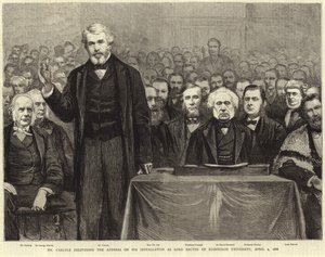 Thomas Carlyle prononçant le discours lors de son installation en tant que Lord Recteur de l