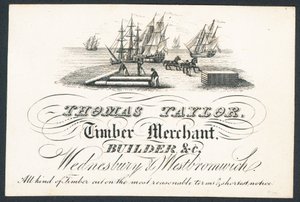 Thomas Taylor, marchand de bois, constructeur etc., carte de visite