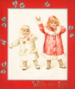 Lancer des boules de neige, Carte de Noël