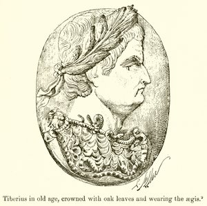 Tibère âgé, couronné de feuilles de chêne et portant l