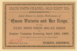 Billet pour une représentation de la Reine Victoria et son règne - English School