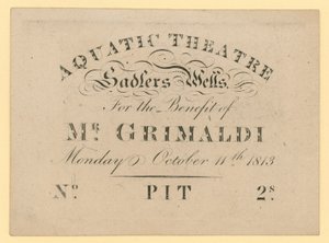 Ticket pour le théâtre aquatique, au bénéfice de M. Grimaldi, 11 octobre 1813
