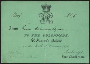 Billet pour admettre une personne à la Colonnade
