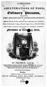 Page de titre de A Treatise on Adulterations of Food and Culinary Poisons par Frederick Accum, publié en 1820