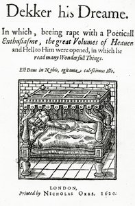 Page de titre pour Dekker his Dreame par Thomas Dekker, publiée en 1620