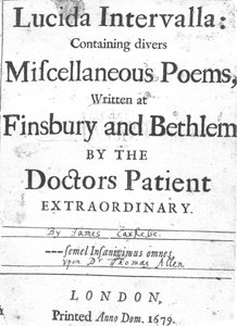 Page de titre de Lucida Intervalla par James Carkesse, publié en 1679
