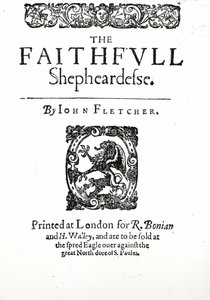 Page de titre de The Faithfull Shepherdess par John Fletcher, vers 1609 - English School