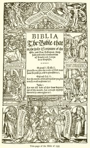 Page de titre de la Bible de 1535 - English School