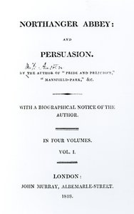 Page de titre de Northanger Abbey et Persuasion par Jane Austen, première édition, 1818