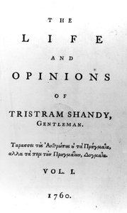 Page de titre de The Life and Opinions of Tristram Shandy, Gentleman par Laurence Sterne, publié en 1760 - English School