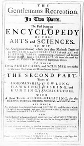 Page de titre de The Gentlemans Recreation publié par Richard Blome, 1686