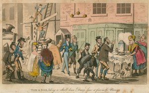 Tom et Bob se promenant dans Drury Lane à cinq heures du matin