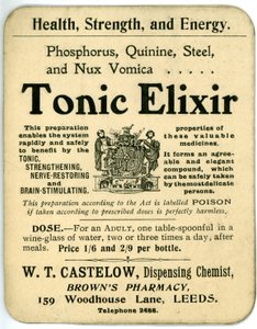 Étiquette de Tonic Elixir, début