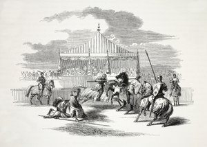 Tournoi à Nevyn, dans le Caernarvonshire, publié au 19ème siècle (gravure sur acier) - English School