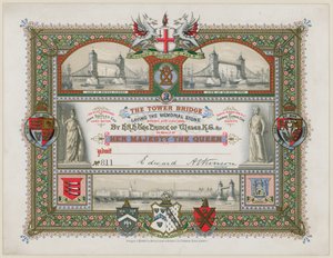 Pont de la Tour, Londres, Invitation à la pose de la pierre commémorative, 21 juin 1886 - English School