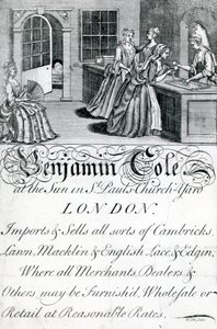 Carte de visite, Benjamin Cole, commerçant londonien (gravure)
