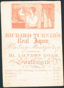 Carte de visite, Richard Turners Real Japan Blacking Manufactory