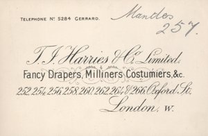 Carte de visite de T J Harries & Company Limited
