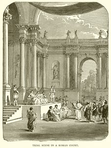 Scène de procès dans un tribunal romain - English School