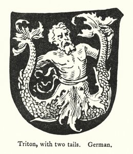 Triton, à deux queues, allemand (gravure) - English School