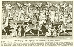 Procession triomphale de Théodose à Rome - English School
