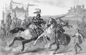 Deux chevaliers jouteurs à un tournoi en Allemagne