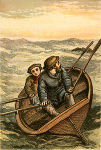 Deux personnes sauvées par Leask et son jeune fils au large de Stromness - English School