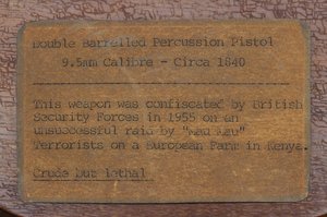 Étiquette dactylographiée pour un pistolet à percussion à double canon (373725) - English School