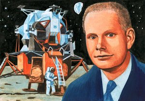 Astronaute américain non identifié et module lunaire