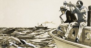 Musiciens de jazz non identifiés sur un bateau