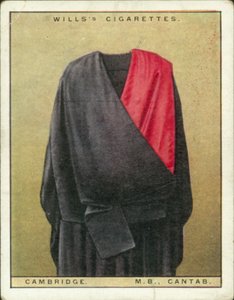 Toques et robes universitaires : Université de Cambridge, Bachelier en médecine