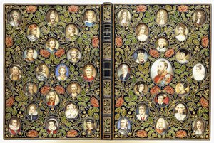 Couvertures supérieure et inférieure avec 39 portraits miniatures - English School