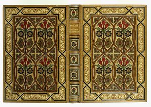 Couvertures supérieure et inférieure, avec des fleurs dans des motifs géométriques entrelacés Art Nouveau, 1893 - English School